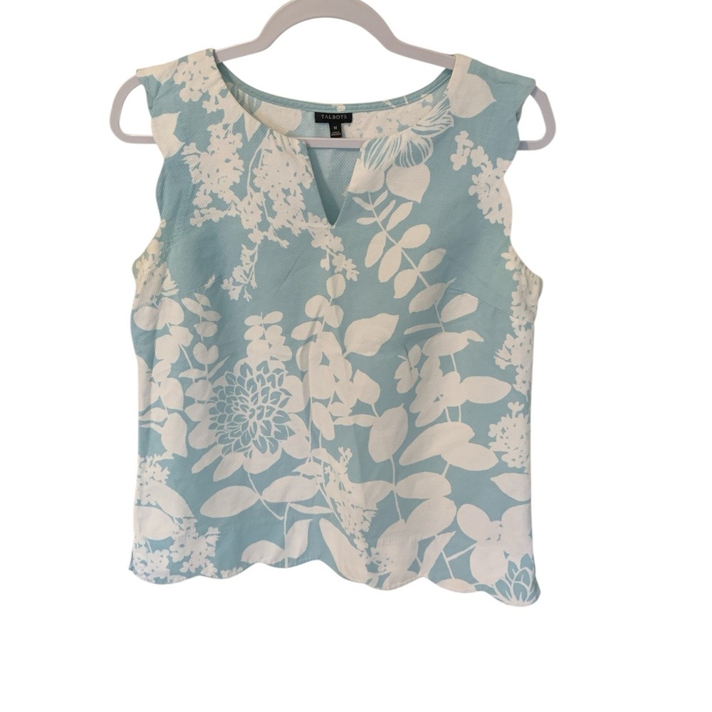 Talbots Blue and White Floral Blouse